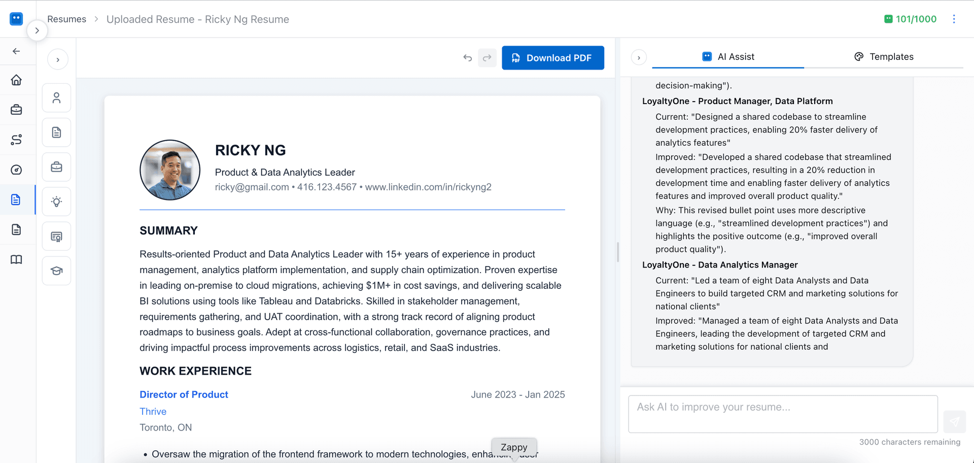 AI chat assistant interface